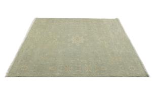 Muted Aqua Green Floral 8x8Transitional Oriental Square Rug