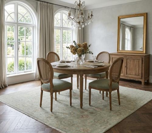 7'11 X 7'11 Hand Knotted Muted Aqua Transitional Wool Square Rug