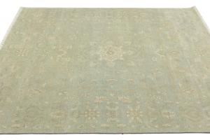 Muted Aqua Green Floral 8x8Transitional Oriental Square Rug