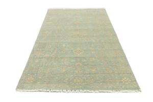 Muted Aqua Blue Floral 5X8 Transitional Oriental Rug
