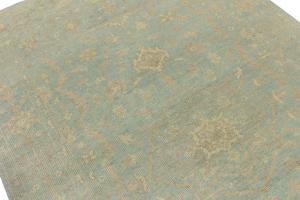 Muted Aqua Blue Floral 5X8 Transitional Oriental Rug