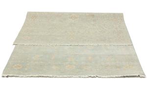Muted Aqua Blue Floral 5X8 Transitional Oriental Rug