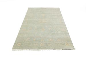 Muted Aqua Blue Floral 5X8 Transitional Oriental Rug