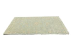 Muted Aqua Blue Floral 5X8 Transitional Oriental Rug