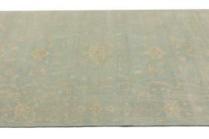 Muted Aqua Blue Floral 5X8 Transitional Oriental Rug