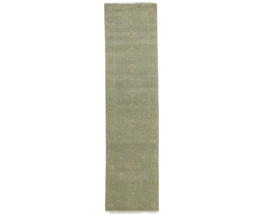 Muted Aqua Blue Floral 3x10 Transitional Oriental Runner Rug