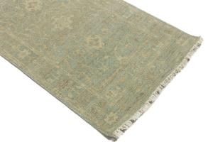 Muted Aqua Blue Floral 3x10 Transitional Oriental Runner Rug