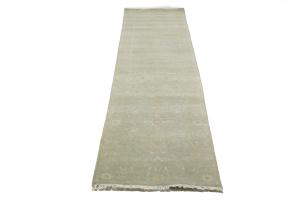 Muted Aqua Blue Floral 3x10 Transitional Oriental Runner Rug