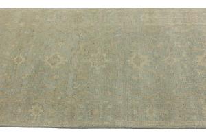 Muted Aqua Blue Floral 3x10 Transitional Oriental Runner Rug
