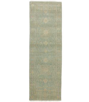 Muted Aqua Blue Floral Transitional 3X8 Oriental Runner Rug