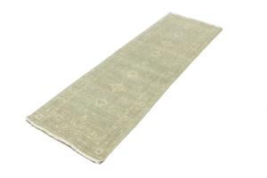Muted Aqua Blue Floral Transitional 3X8 Oriental Runner Rug