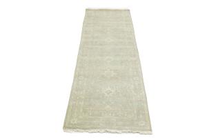 Muted Aqua Blue Floral Transitional 3X8 Oriental Runner Rug