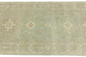 Muted Aqua Blue Floral Transitional 3X8 Oriental Runner Rug