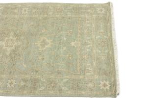 Muted Aqua Blue Floral Transitional 3X8 Oriental Runner Rug