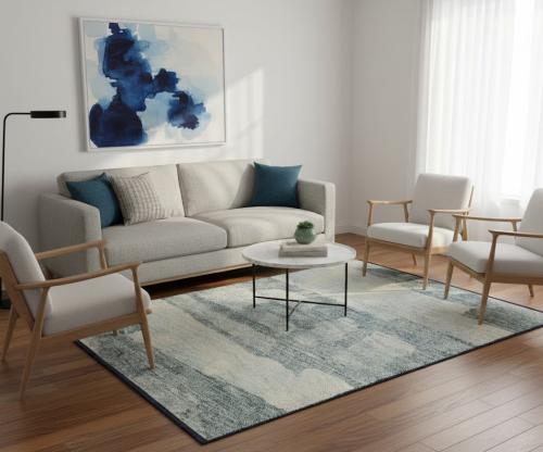 Cream Abstract 4X6 Modern Rug