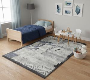 4'1 x 6'0 Gray Abstract Hand Knotted Modern Wool Rug