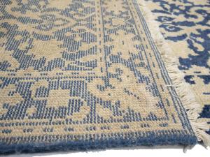 Muted Blue Floral Transitional 3X18 Oriental Runner Rug