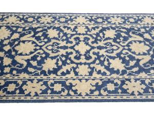 Muted Blue Floral Transitional 3X18 Oriental Runner Rug