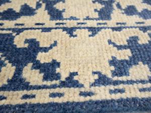 Muted Blue Floral Transitional 3X18 Oriental Runner Rug
