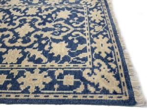 Muted Blue Floral Transitional 3X18 Oriental Runner Rug