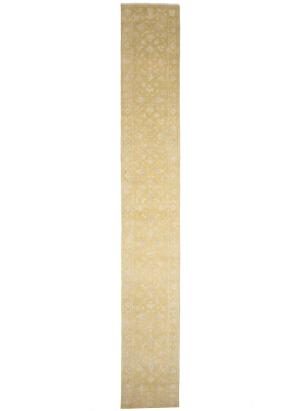 Muted Golden Yellow Floral 3x18 Transitional Oriental Runner Rug