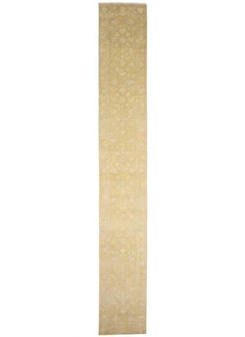 Muted Golden Yellow Floral 3x18 Transitional Oriental Runner Rug