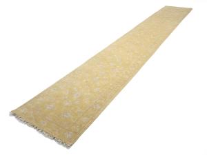 Muted Golden Yellow Floral 3x18 Transitional Oriental Runner Rug