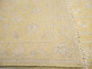 Muted Golden Yellow Floral 3x18 Transitional Oriental Runner Rug