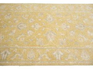 Muted Golden Yellow Floral 3x18 Transitional Oriental Runner Rug