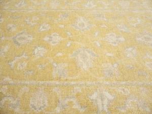 Muted Golden Yellow Floral 3x18 Transitional Oriental Runner Rug