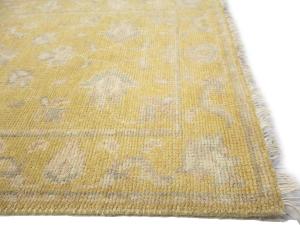 Muted Golden Yellow Floral 3x18 Transitional Oriental Runner Rug