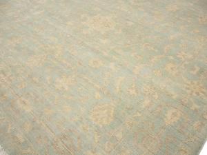 Muted Aqua Blue Floral 8x8 Transitional Oriental Square Rug