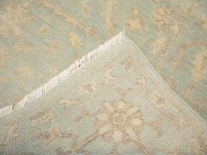 Muted Aqua Blue Floral 8x8 Transitional Oriental Square Rug