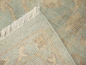 Muted Aqua Blue Floral 8x8 Transitional Oriental Square Rug