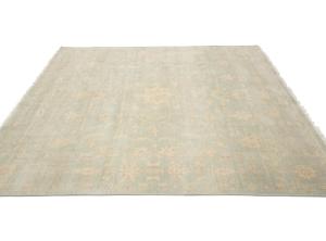 Muted Aqua Blue Floral 8x8 Transitional Oriental Square Rug