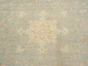 Muted Aqua Blue Floral 8x8 Transitional Oriental Square Rug