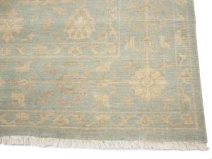 Muted Aqua Blue Floral 8x8 Transitional Oriental Square Rug