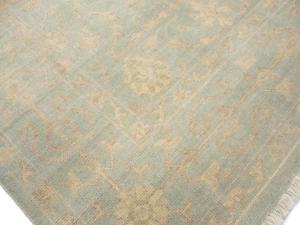Muted Aqua Blue Floral 8x8 Transitional Oriental Square Rug