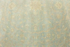 Muted Aqua Blue Floral 8x8Transitional Oriental Round Rug