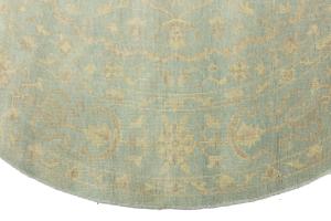 Muted Aqua Blue Floral 8x8Transitional Oriental Round Rug