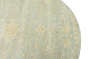 Muted Aqua Blue Floral 8x8Transitional Oriental Round Rug