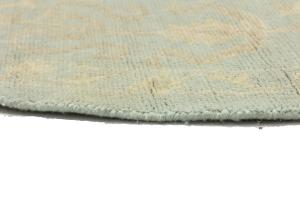 Muted Aqua Blue Floral 8x8Transitional Oriental Round Rug
