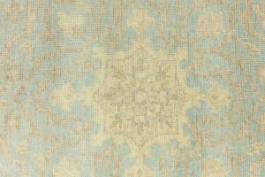 Muted Aqua Blue Floral 8x8Transitional Oriental Round Rug