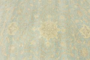 Muted Aqua Blue Floral 8x8Transitional Oriental Round Rug