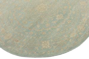 Muted Aqua Blue Floral 6x6 Transitional Oriental Round Rug