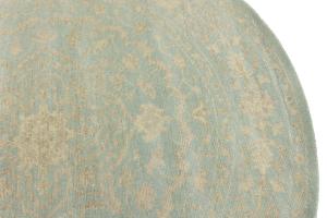 Muted Aqua Blue Floral 6x6 Transitional Oriental Round Rug