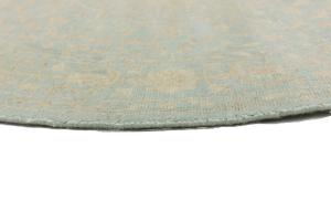 Muted Aqua Blue Floral 6x6 Transitional Oriental Round Rug