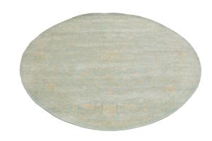 Muted Aqua Blue Floral 6x6 Transitional Oriental Round Rug