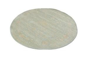Muted Aqua Blue Floral 6x6 Transitional Oriental Round Rug
