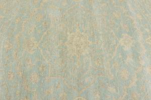 Muted Aqua Blue Floral 6x6 Transitional Oriental Round Rug